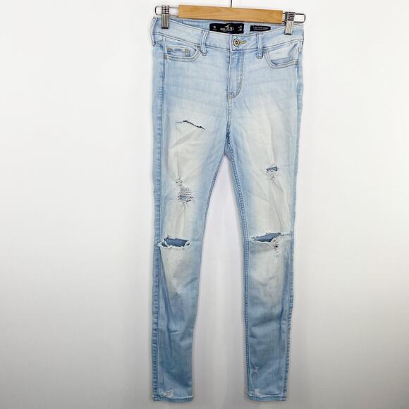 Hollister Hi-Rise Super Skinny Classic Stretch Blue Jeans Womens Size 1R 25 x 30 - Picture 1 of 11